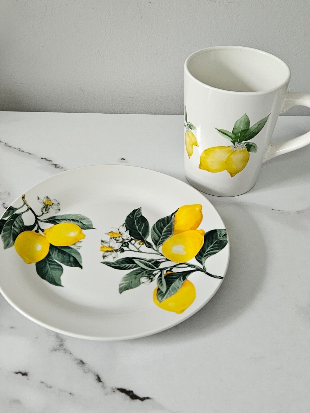 Royal Norfolk Ceramic Lemon Theme 7.5" Plate & 14oz Mug Set